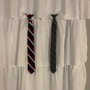 Striped Clip-On Ties Set in Red and Gray
